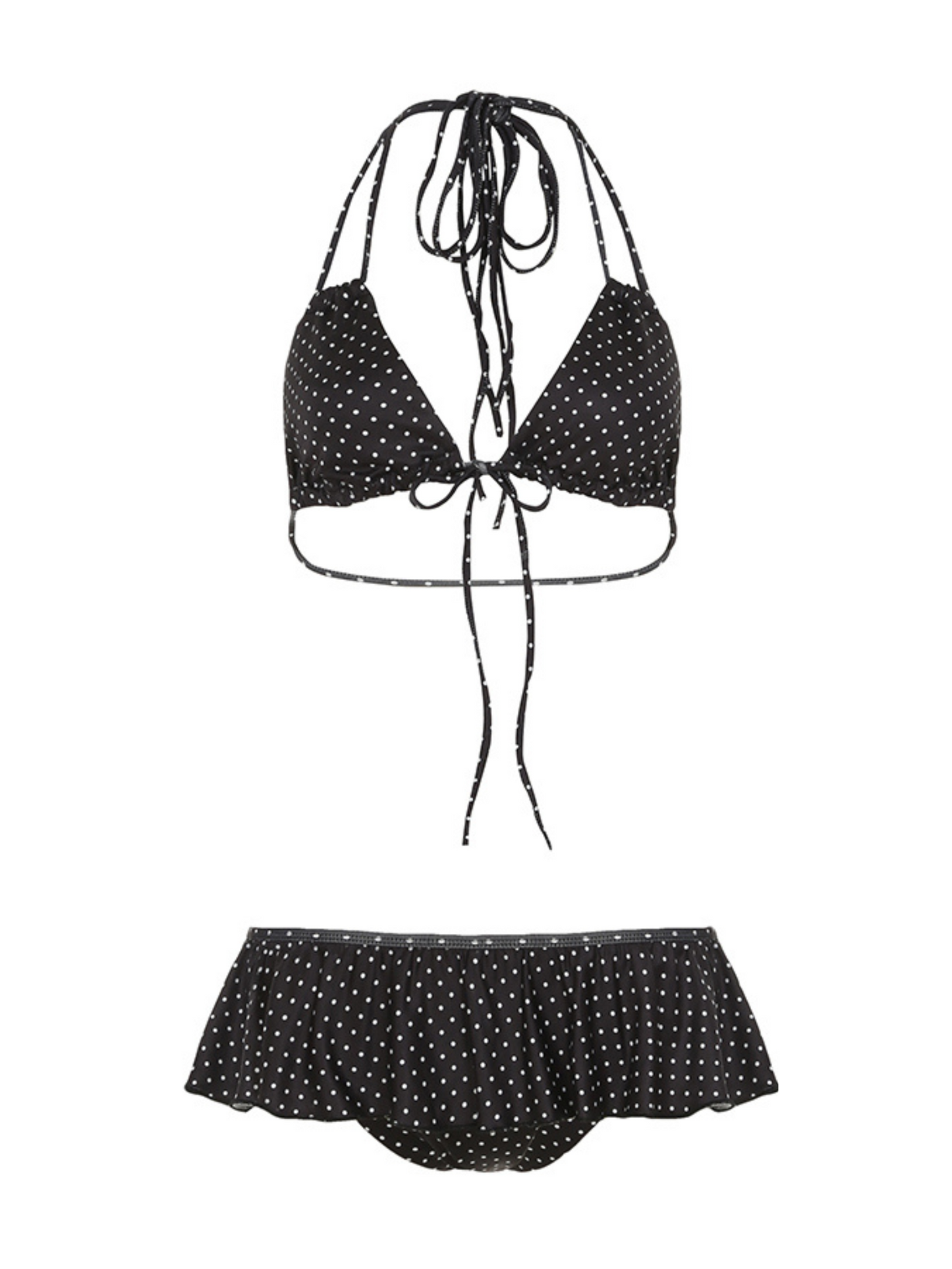 Galia Polka Dot Ruffle Trim Bikini Set