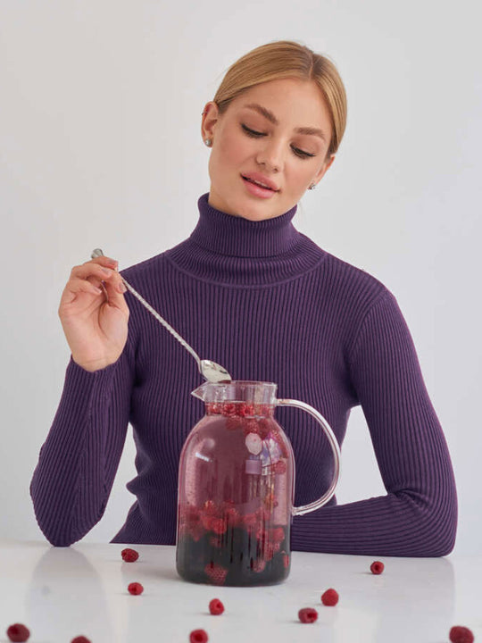 Jersey de punto de cuello alto ajustado para mujer | Ideal para otoño/invierno
