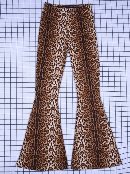 Women's Stylish Leopard Print High Waisted Flared Pants | Ideal for Everyday Wear