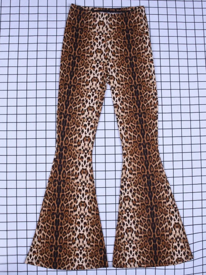 Women's Stylish Leopard Print High Waisted Flared Pants | Ideal for Everyday Wear