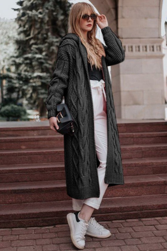 Solid Color Hooded Knit Sweater