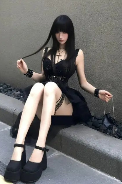 Dark Gothic Lace Camisole Skirt