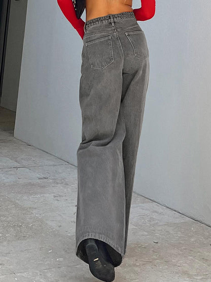 Gray Wash Ripped High Rise Boyfriend Jeans