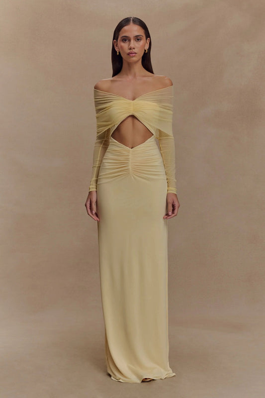 Slinky And Mesh Maxi Dress