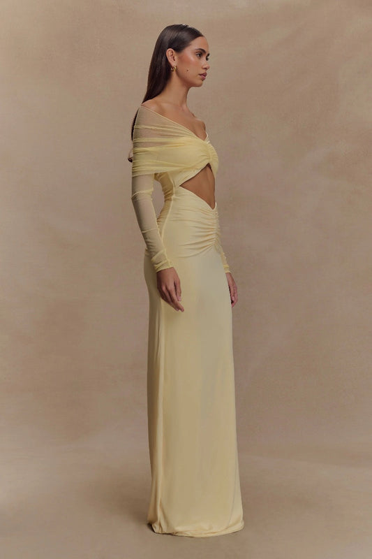 Slinky And Mesh Maxi Dress