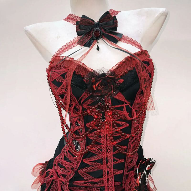Bowknot cross back lace up flower applique top  | Festival Outfits Women