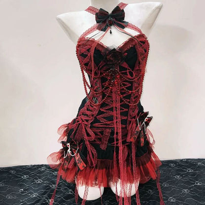 Bowknot cross back lace up flower applique top  | Festival Outfits Women