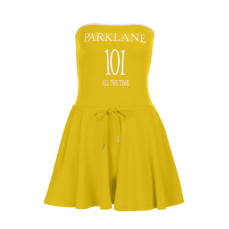 Self tie letter pattern backless tube mini dress  | Festival Outfits Women