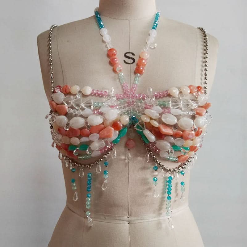 Beaded halter metal chain cami top  | Festival Outfits Women