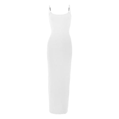 Beaded u neck slit backless cami maxi dress  | Festival Outfits Women