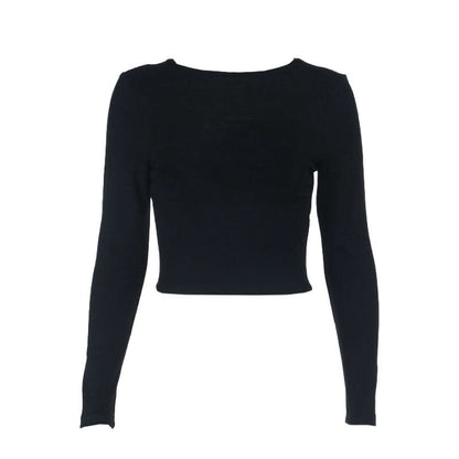 Long sleeve crewneck self tie backless top  | Festival Outfits Women