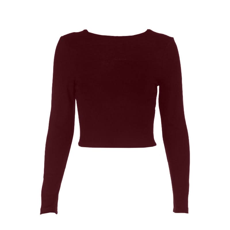 Long sleeve crewneck self tie backless top  | Festival Outfits Women