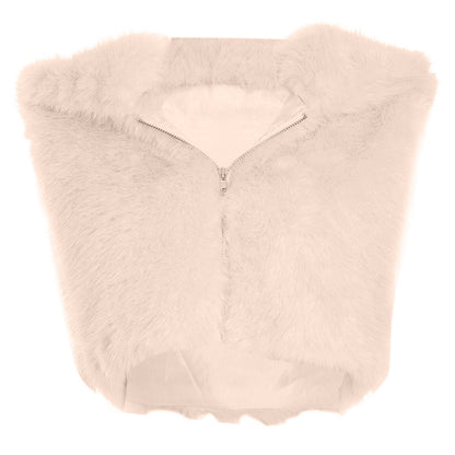 Hoodie sleeveless zip-up fluffy top  | Festival Outfits Women