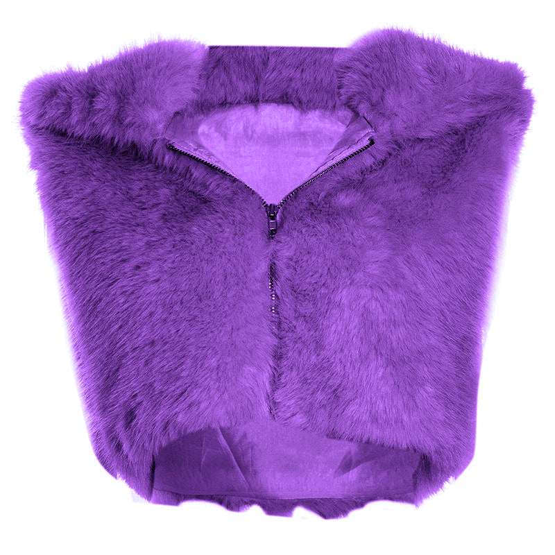 Hoodie sleeveless zip-up fluffy top  | Festival Outfits Women