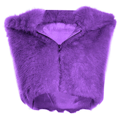 Hoodie sleeveless zip-up fluffy top  | Festival Outfits Women