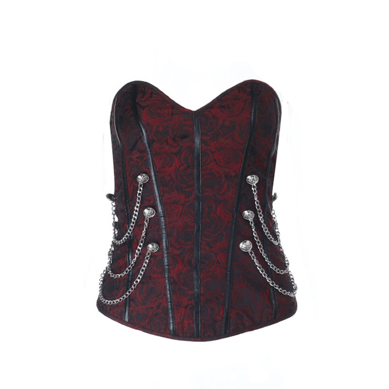 Sweetheart neck corset zip-up metal chain top  | Festival Outfits Women