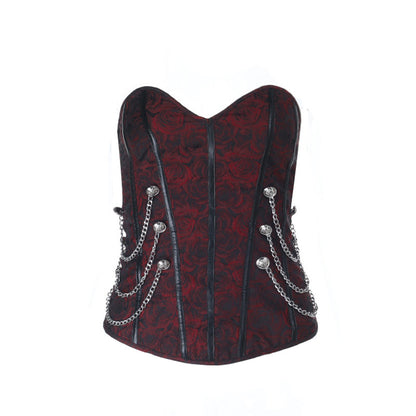 Sweetheart neck corset zip-up metal chain top  | Festival Outfits Women