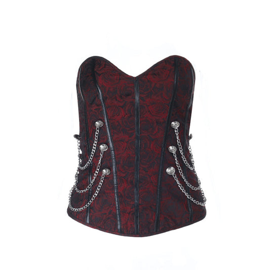 Sweetheart neck corset zip-up metal chain top  | Festival Outfits Women