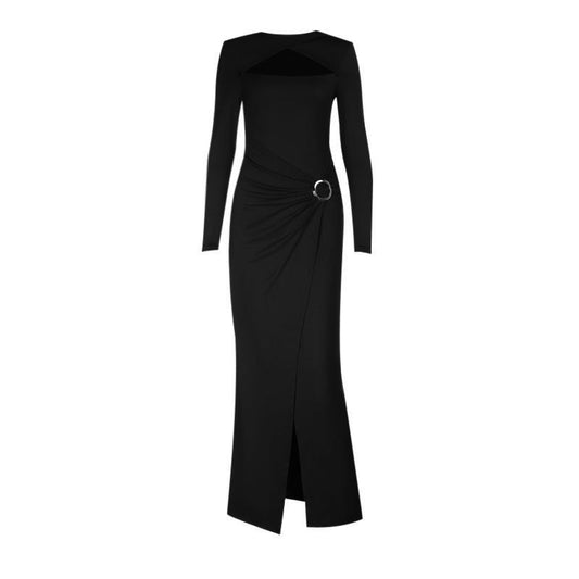 Long sleeve hollow out o ring slit cut out maxi dress  | Festival Outfits Women
