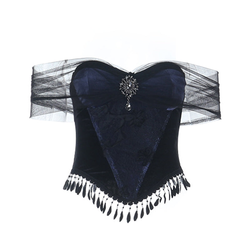 Off shoulder mesh backless tube top  | Festival Outfits Women