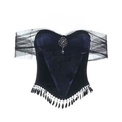 Off shoulder mesh backless tube top  | Festival Outfits Women