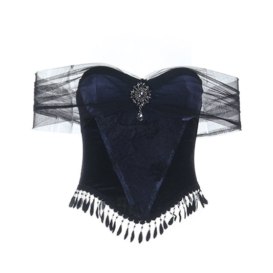 Off shoulder mesh backless tube top  | Festival Outfits Women