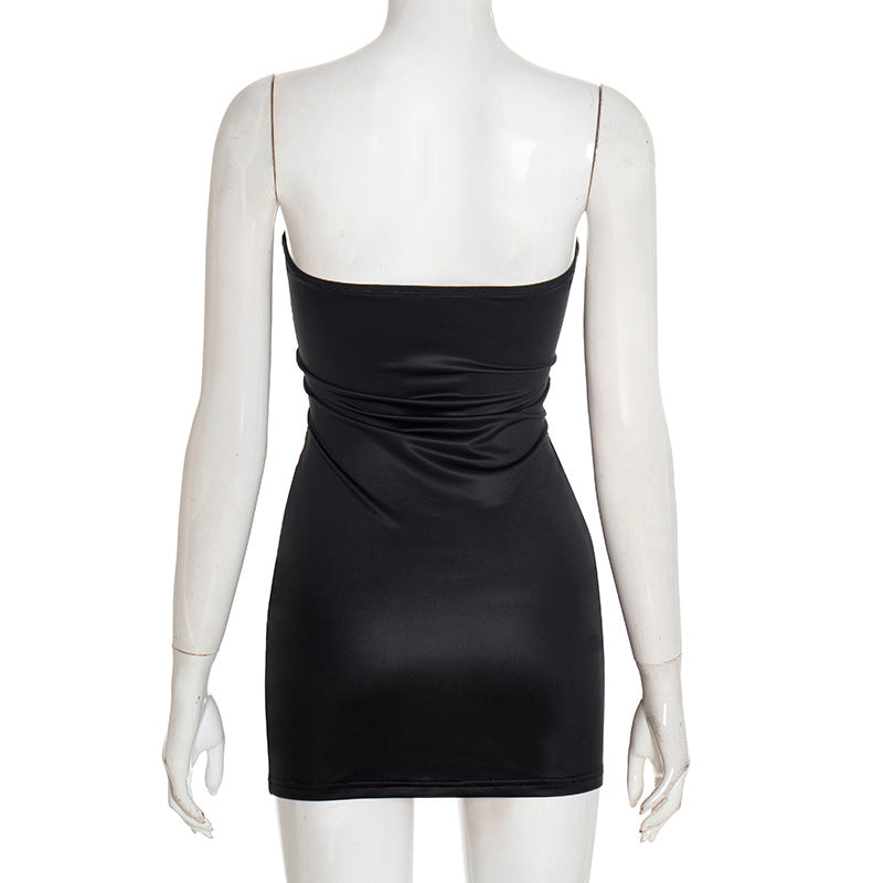 Letter print contrast backless tube mini dress  | Festival Outfits Women