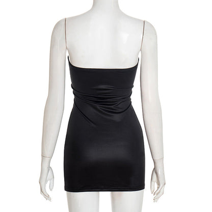 Letter print contrast backless tube mini dress  | Festival Outfits Women