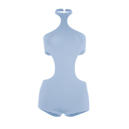 Halter button hollow out backless romper  | Festival Outfits Women