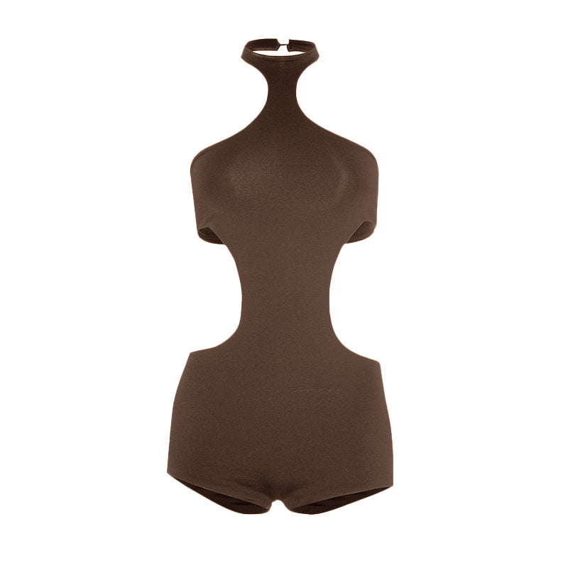 Halter button hollow out backless romper  | Festival Outfits Women