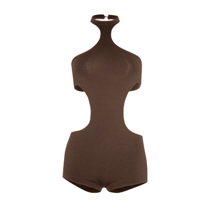 Halter button hollow out backless romper  | Festival Outfits Women