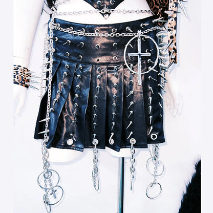 Cross applique metal chain hollow out cut out top  | Festival Outfits Women