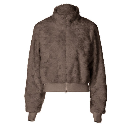 Fluffy long sleeve zip-up high neck top  | Festival Outfits Women