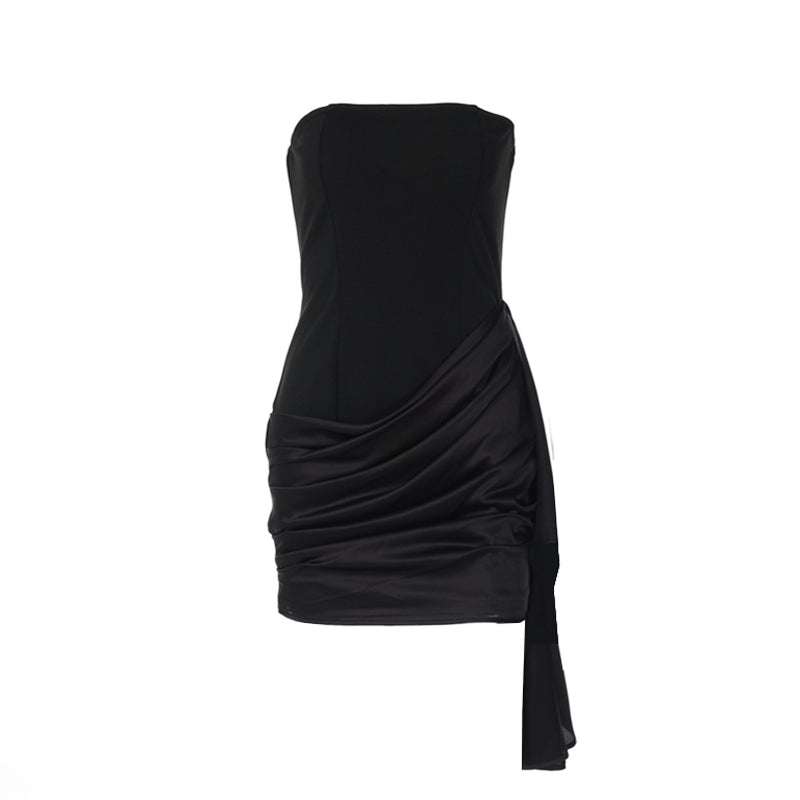 Satin ruched backless tube dress  | Festival Outfits Women
