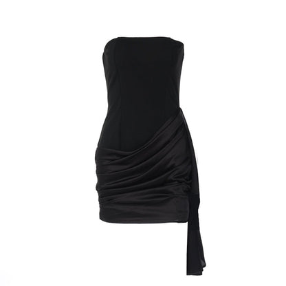 Satin ruched backless tube dress  | Festival Outfits Women