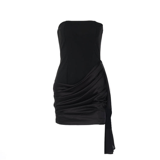 Satin ruched backless tube dress  | Festival Outfits Women