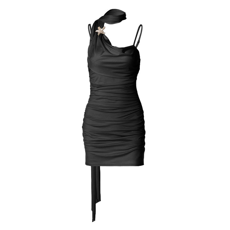 Ruched cowl neck backless cami mini dress  | Festival Outfits Women