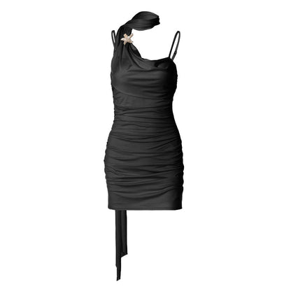 Ruched cowl neck backless cami mini dress  | Festival Outfits Women
