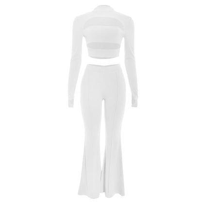 Hollow out long sleeve gloves low rise pant set  | Festival Outfits Women