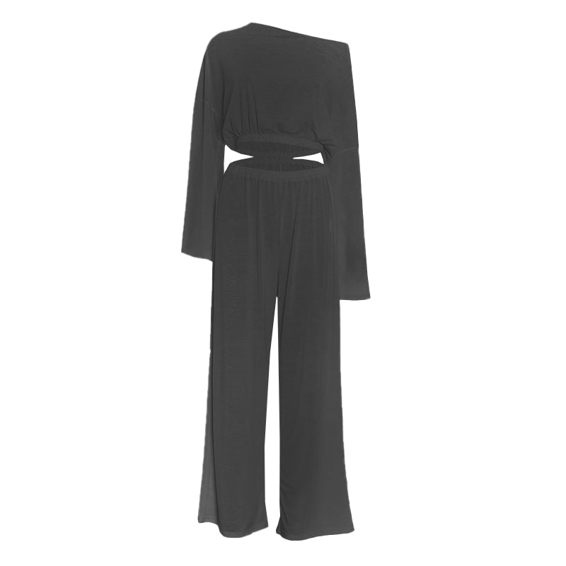 Long sleeve crewneck ruched medium rise pant set  | Festival Outfits Women
