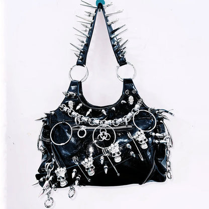 O ring PU leather rivet handbag  | Festival Outfits Women