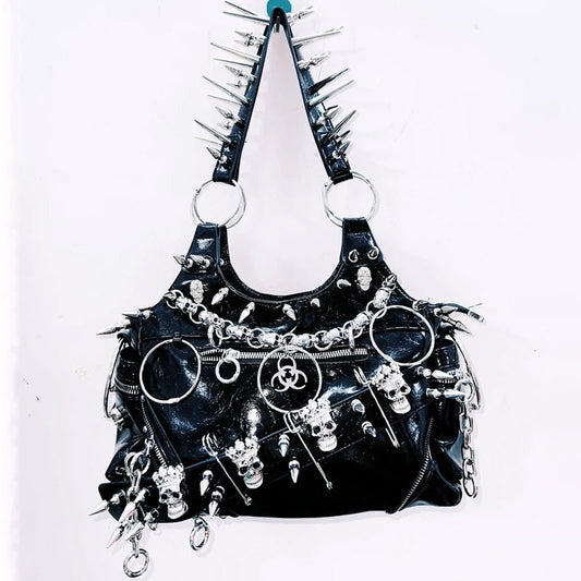 O ring PU leather rivet handbag  | Festival Outfits Women