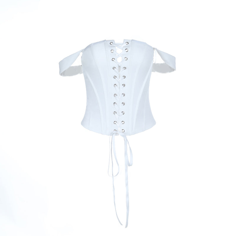 Off shoulder self tie button corset tube top  | Festival Outfits Women