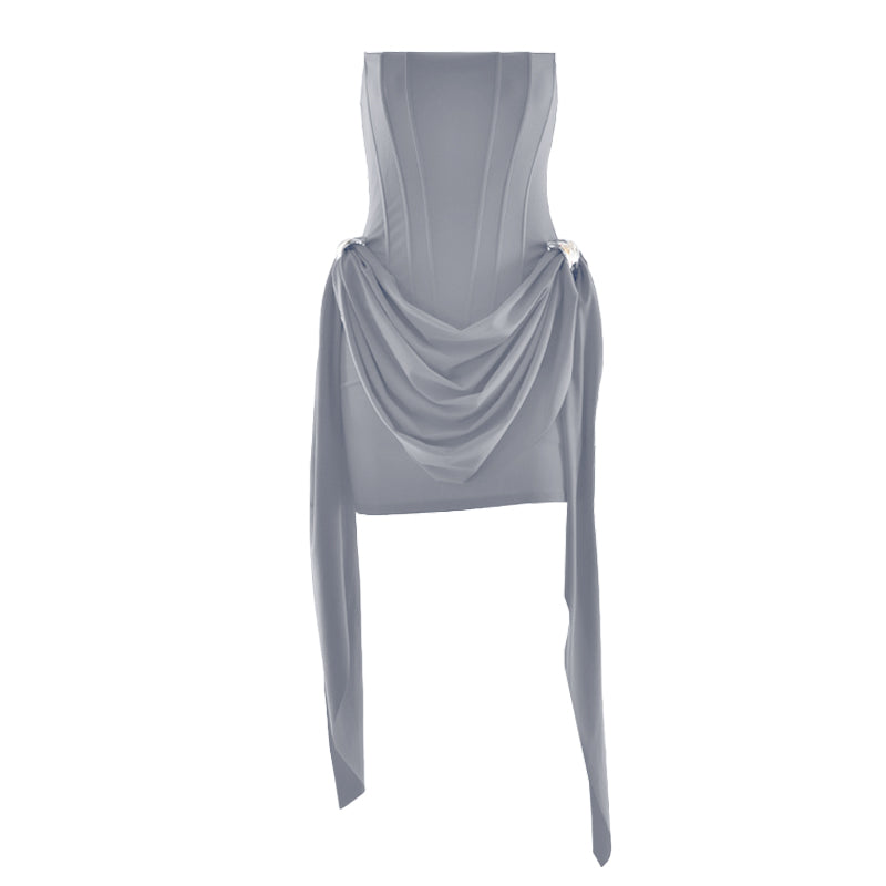Corset backless ruched solid tube mini dress  | Festival Outfits Women