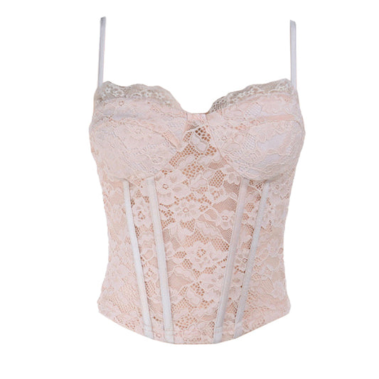 Lace corset v neck backless cami top  | Festival Outfits Women