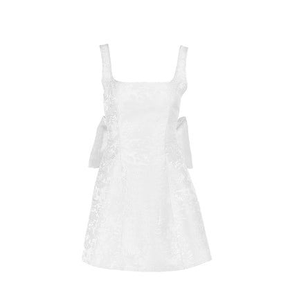 Square neck bowknot zip-up cami mini dress  | Festival Outfits Women