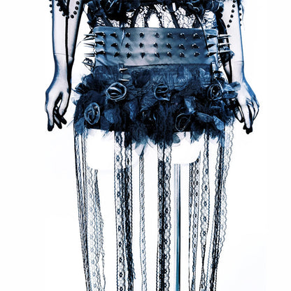 Halter hollow out beaded flower applique feather cut out top  | Festival Outfits Women