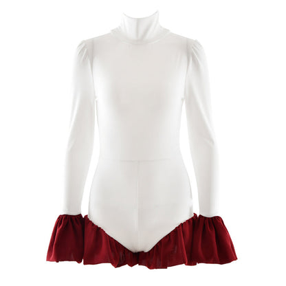 High neck long flared sleeve zip-up contrast romper  | Festival Outfits Women