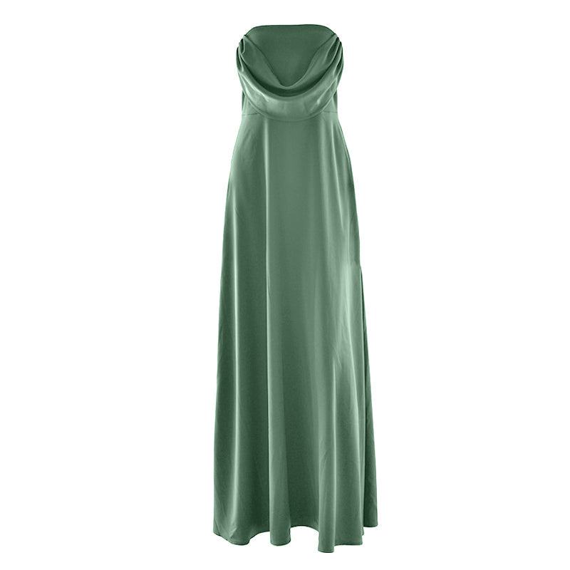 Ruched zip-up backless solid tube mini dress  | Festival Outfits Women