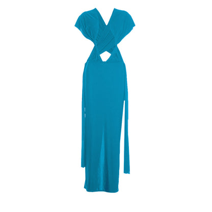 Ruched hollow out slit solid maxi dress  | Festival Outfits Women